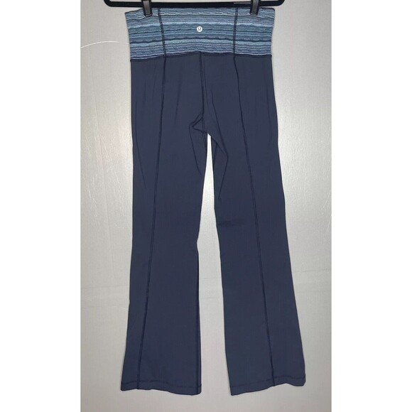 Women's Lululemon Blue w/Patterned Waist Slim Bootcut Yoga Pants Meas 29x30 - Picture 1 of 5